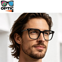 Monture de lunettes carrée en acétate de haute qualité pour hommes avec détails décoratifs en métal pour verres correcteurs