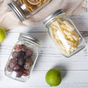 Пустые обычные банки с широким горлышком, 8 унций, 16 унций, 32 унции, прозрачные стеклянные банки с металлическими крышками для герметизации консервных банок для хранения пищевых продуктов - Product Image 1