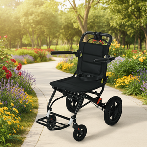 Fauteuil roulant pliable léger de 9,15 kg, cadre en acier carbone, accoudoirs rabattables, roues alvéolées 6/12 - Product Image 4