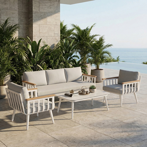 Ensemble <span class=keywords><strong>de</strong></span> canapé d'extérieur moderne <span class=keywords><strong>en</strong></span> <span class=keywords><strong>aluminium</strong></span> résistant aux intempéries avec coussins <span class=keywords><strong>en</strong></span> oléfine, <span class=keywords><strong>salon</strong></span> <span class=keywords><strong>de</strong></span> <span class=keywords><strong>jardin</strong></span> 3 places pour villa, cour et terrasse - Product Image 3