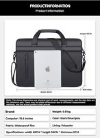 Sac à bandoulière pour ordinateur portable 15,6 pouces, grande capacité, étanche, durable, idéal pour les voyages d'affaires – Vente en gros