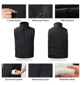 Stock Men's Winter Casual Heated <strong>Gilet</strong> 3-Stall Adjustable Temperature <strong>Lightweight</strong> USB Charging Warm Vest Turtleneck Waterproof - Product Image 4
