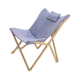 Silla de salón plegable portátil duradera, marco de madera, asiento de tela acolchada para relajación interior y exterior, muebles perfectos para exteriores - Product Image 3