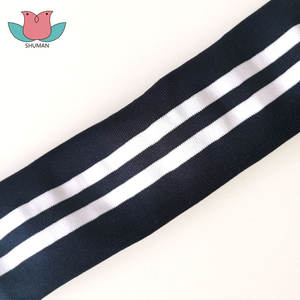 Costilla de punto de la raya blanca de la marina francesa de la fuente del fabricante K003 para el puño del cuello - Product Image 6