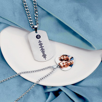 Winwinwin Oem – collier en acier inoxydable avec impression couleur pour Couple, musique, cœur, Photo, personnalisé