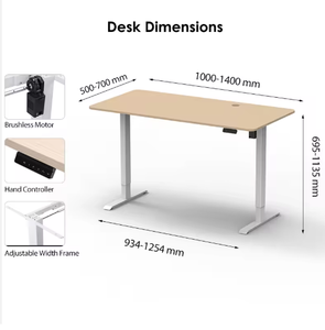 <span class=keywords><strong>Scrivania</strong></span> da Ufficio e Gaming Regolabile in Altezza con Motore Singolo, Tavolo Elettrico in Legno Massello Stile Retrò, <span class=keywords><strong>Scrivania</strong></span> Ergonomica in Piedi - Product Image 2