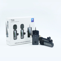 Mikrofon Lapel Mini Portabel T20 2.4G Peredam Kebisingan Nirkabel Lavalier Mic untuk Ponsel iPad YouTube TikTok Konektor Tipe C