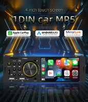 Lecteur MP5 pour voiture BQCC 1 Din 4,1 pouces, écran tactile Android Auto Carplay filaire, 7 couleurs de lumière, FM, USB, BT, Mirrorlink, autoradio