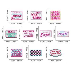 Patch thermocollant brodé à bords pailletés, motif Checker American Slang Cowboy I Said What I Said, pour la décoration de chapeaux et de sweats à capuche - Product Image 5
