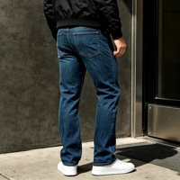 Celana Jeans Pria Katun Spandex Flex Regular Fit Lima Kantong Denim Klasik Serbaguna Kasual