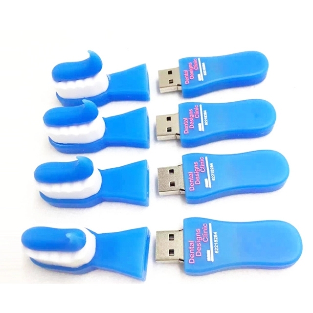 Dentistry Promotion Gift Customized Logo 4GB 8GB 16GB 32GB 3D Toothbrush Shape Cle Usb Flash Stick Disk Key Memoria Pen Drive