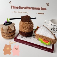 Adorable poupée en peluche courte réaliste en forme de gâteau ou de sandwich, thème thé de l'après-midi, cadeau d'anniversaire pour enfants, pendentif