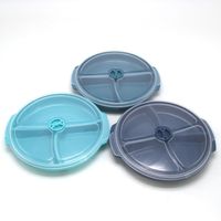 Vente en gros Boîte à lunch en plastique à 3 compartiments pour aliments Assiette alimentaire en plastique pour micro-ondes