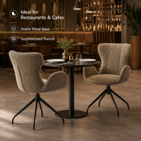 Fauteuil pivotant contemporain à dossier haut, revêtement en lin de qualité supérieure, surpiqûres cannelées, base métallique, idéal pour hôtel, salon, bureau, restaurant