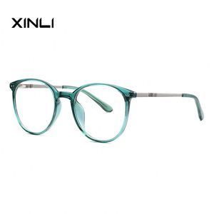 XINLI 2055 Retro Style Rounded Cooling <b>Pink</b> Geometric Pattern Full-Rim Anti-Blue Light Glasses Eyewear <b>Frames</b> for Unisex - Product Image 6