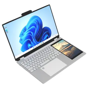 15.6 + 7Inch Dual Screen Laptop Intel N95 Cpu Quad Cores Four Threads Finger Print Unlock Office Business Laptop Computer