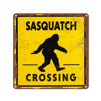 Ensemble de panneaux métalliques rétro « Attention Bigfoot Sasquatch » – Plaques décoratives vintage amusantes pour garage, bar, ou « cave des hommes » – Cadeau idéal pour collectionneur