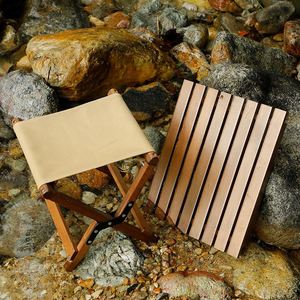 Portable Contemporary Solid Wood Beech Metal Frame <b>Folding</b> Chair Stool-Durable Lightweight Camping Beach Fishing School Outdoor - Product Image 5