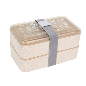 Lonchera de trigo estilo japonés, caja de sushi de doble capa, caja para frutas, <span class=keywords><strong>bentobox</strong></span> para oficina - Product Image 1