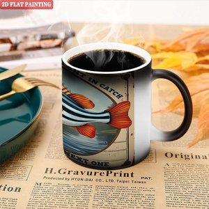 Mug en céramique noir givré 11 oz, tasse à changement de couleur activée par la chaleur, sublimation, blanc, pour design personnalisé - Product Image 5