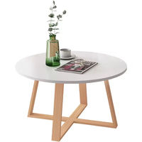 Table basse élégante à assemblage sans joint avec joint caché, table ronde en bois pour la décoration du salon