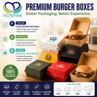 Scatola per Hamburger in Carta Kraft Personalizzabile, Confezione da Asporto per Marchi Alimentari, Scatola per Burger e Patatine HONPAK