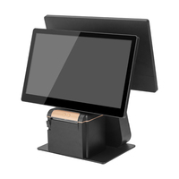 Terminal de point de vente à double écran avec imprimante thermique intégrée de 80 mm, POS Windows Android pour la vente au détail