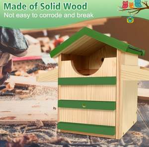 Casa del gufo per esterno scatola di nidificazione del gufo ha visto la casa dell'uccello del gufo grande legno rettangolare apertura scatola per uccelli - Product Image 2