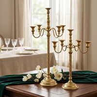 Candélabre Rétro en Fer à 5 Têtes, Porte-Bougie Haut Multicolore pour Décoration de Table, Mariage, Événement, Fête, Dîner