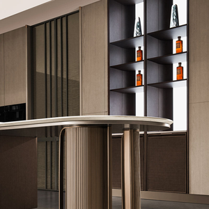 Armoires de cuisine modernes italiennes en MDF avec îlot intégré, finition brillante, plaque de cuisson intégrée pour la rénovation de maisons de luxe - Product Image 3