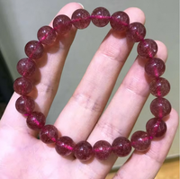 Bracelet en perles rondes de quartz fraise rose naturel, en vrac, pour la guérison, vente en gros