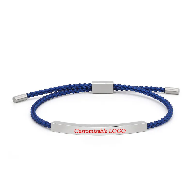 Best Price 18K Gold Plated No Fade Stainless Steel Customized LOGO Adjustable 2MM Woven Rope Friendship Bracelet