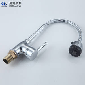 ก๊อกน้ำทองแดงแบบสามทาง หมุนได้ 360 องศา แบบก้านเดี่ยว ติดตั้งบนเคาน์เตอร์ครัว สไตล์ร่วมสมัย - Product Image 2