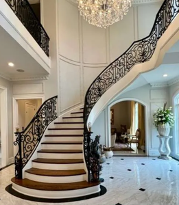 سلالم منحنية/قوسية فاخرة من ديسيبل بايت مزينة بدرابزين معقد من الحديد المطاوع - Product Image 1