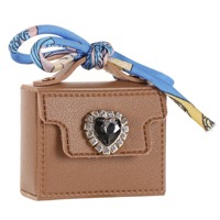 Nouveau mini sac à main porte-monnaie porte-clés en cuir avec cordon noué et breloque, disponible en différentes couleurs
