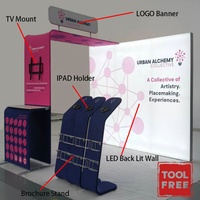 Stand d'exposition modulaire 10x10 portable sans outil, avec caisson lumineux SEG en aluminium rétroéclairé pour sublimation