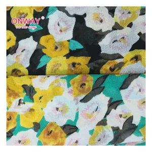 Customized Floral 75D Print 100% Polyester Cheap Chiffon Fabric Factory Supply Spring Woven Plain In-stock Items Fabric