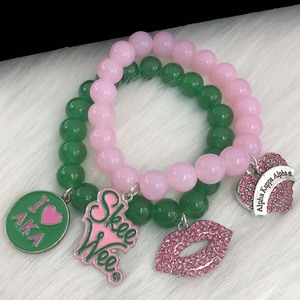 Conjunto de Joyería con Dijes de Corazón, Amor, Labios y Chica Bonita, con Cuentas Elásticas Rosas y Verdes, Estilo Griego, para Zapatos de Tacón Alto - Product Image 5