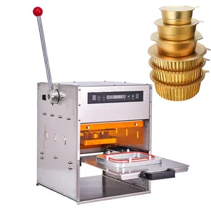 Sellador de bandeja de lata de forma cuadrada Rectangular, sellador de embalaje, caja desechable de Pasta para el almuerzo, máquina de sellado en caliente