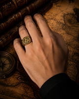 JLM Vintage Vergoldeter Titan-Stahlring Freimaurer-Ring Herren Punk Biker Freimaurer-Symbol Siegelring Schmuck Großhandel