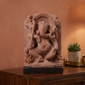 Monolithe en pierre de style antique du Dieu Vinayaka |   Répliques de sculptures de reliques de temples classiques pour musées, export en gros - Product Image 2