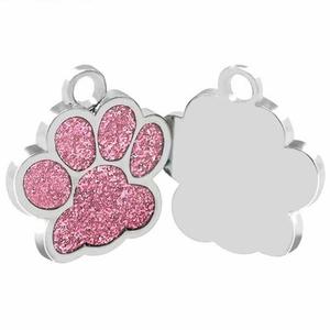 ป้ายชื่อสัตว์เลี้ยงแบบกำหนดเองรูปอุ้งเท้าเคลือบกลิตเตอร์โลหะ ผลิตและขายส่งโดยผู้ผลิต - Product Image 5