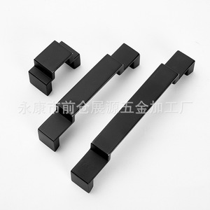 Zinc Alloy Cabinet Handle Bar Minimalist <b>Black</b> Durable Furniture Hardware Drawer Door Handle - Product Image 3