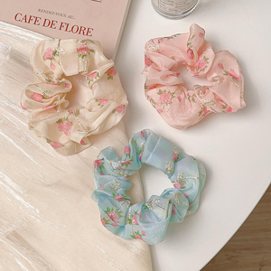 Nouvel Arrivage Chouchous en Tissu Mat Imprimé Floral Pastoral Élastiques, Accessoires Cheveux Bohème Décontracté pour Femmes - Product Image 2