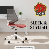 Chaise de bureau ergonomique intégrée AOR en maille moderne, pivotante, hauteur réglable, accoudoirs fixes en PP, pour usage commercial et salon
