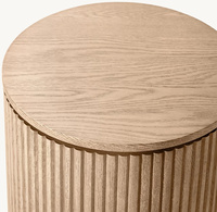Table d'appoint de salon ronde en bois massif de style luxueux, très vendue, avec rainurage et placage