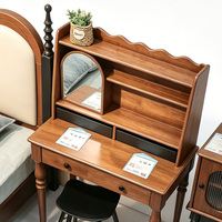 Coiffeuse en pin de style campagnard américain haut de gamme avec miroir intégré, design en acier inoxydable, écologique, pour appartement