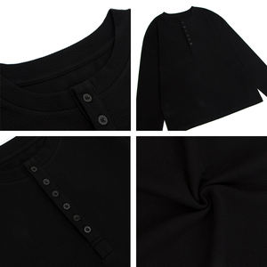 Camiseta de Manga Larga con Cuello Redondo y Botones, Unisex, de Algodón de Alta Calidad, 300 g/m², Estilo Informal para Hombre - Product Image 4