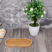 Nampan Pot Bunga Mini Oval dari Kayu Bambu Karbonisasi Buatan Tangan, Warna Dapat Disesuaikan, Dapat Dicuci, Sederhana