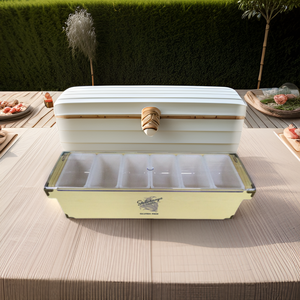 Boîte <span class=keywords><strong>de</strong></span> rangement rectangulaire en bois laqué, personnalisée, pour table, bar, organisateur <span class=keywords><strong>de</strong></span> condiments avec compartiment à glace - Product Image 5